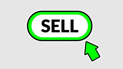 Pulsing green sell button animation pointed by a mouse cursor arrow 스톡 동영상 333674113