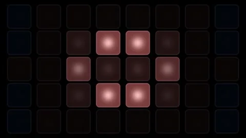 Pulsing grid of illuminated square buttons Stock Footage 340180255