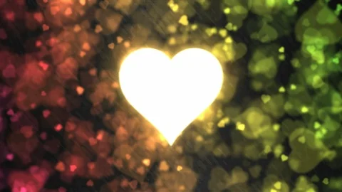 Pulsing Heart Shape and Background Animation - Loop Rainbow Stock Footage 104310691
