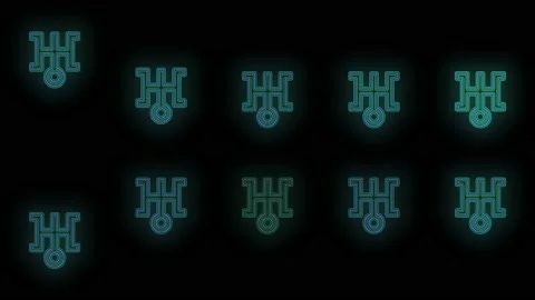 Pulsing Japan icon pattern with neon light in casino style Stock Footage 233414197