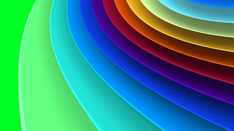 Pulsing Layers of Bright Rainbow Spectrum of Coloured Circular Rings or Panel Stock Footage 139714252