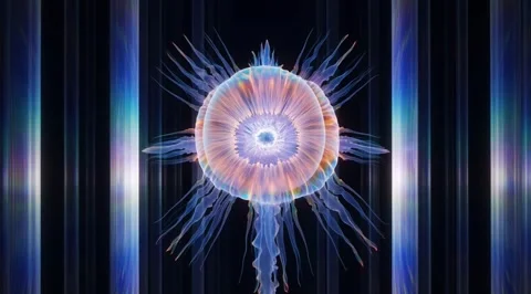 Pulsing light tunnel of abstract columns Psychedelic iridescent holographic Stock Footage 331455848