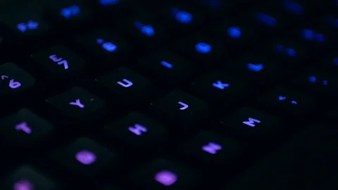 Pulsing mechanical LED PC gaming keyboard Stock Footage 93686636