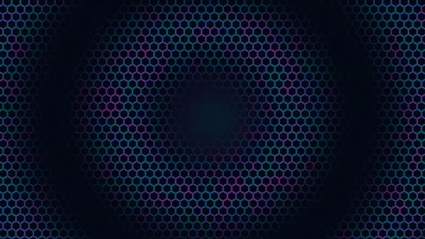 Pulsing Neon Hexagonal Grid Pattern in Deep Space Stock Footage 347628689