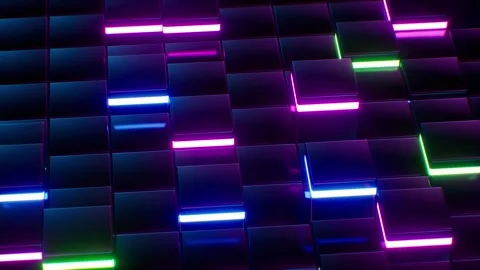 Pulsing Neon Light Square Background VJ Loop Stock Footage 265246406