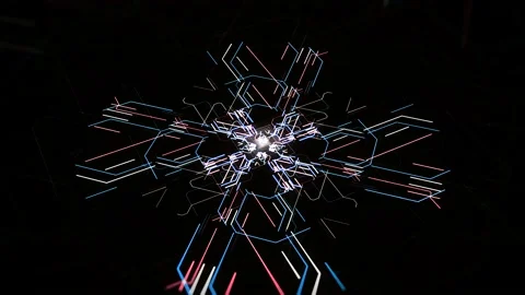 Pulsing neon pattern of lines on black background. Animation. Computer animation Stock Footage 144279724