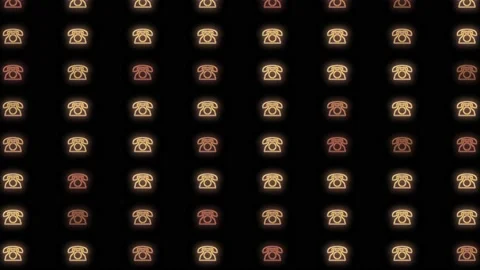 Pulsing neon retro telephone pattern with led light in casino style Stock Footage 236180636