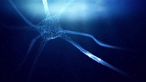 Pulsing nerve cell in the artistic brain animation Stock Footage 339707720