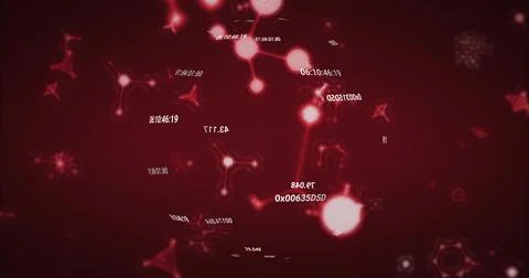 Pulsing node cluster with bright orb occupying center in data display, showing Stock Photos
