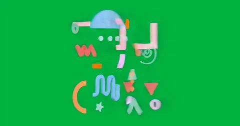 Pulsing pastel shapes scattering, glitching before reconverging on transparent Stock Footage 317212971