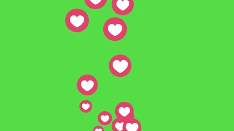 Pulsing pink heart, like emoji moving up, green screen loop animation. Stock Footage