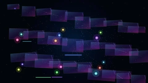 Pulsing Rectangle &amp; Starfield Loop - Blue Purple Deep Space Backdrop 스톡 동영상 341568555