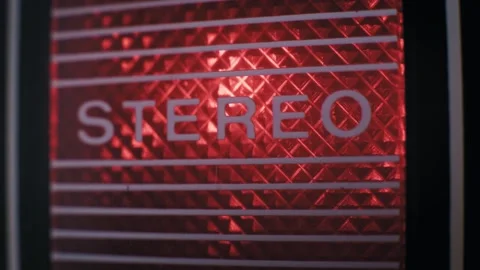 Pulsing Red Stereo Light on Retro Hi-Fi System Macro Stock-Footage 329852018