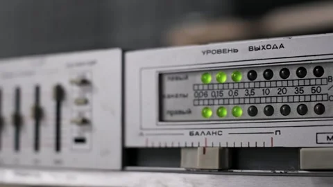Pulsing Vintage LED Meter with Equalizer Stock Footage 319068139