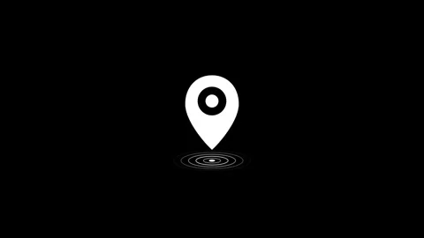 Pulsing white location pin icon on black background. 4K Vidéo 340882855