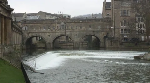 Pulteney bridge and weir Bath 3 Stock Footage 47166312