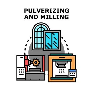 Pulverizing and milling raw materials for construction industry Stock Illustration
