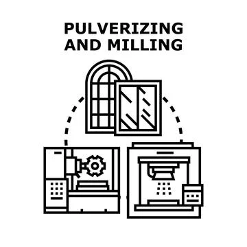 Pulverizing and milling raw materials for construction industry Stock Illustration