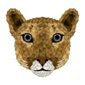 Puma cougar Low poly. Low poly Puma face Stock Illustration
