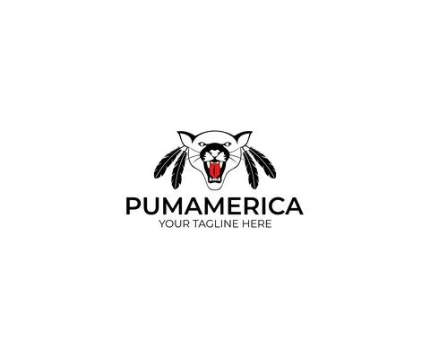 Puma With Feathers Logo Design Stock Illustration