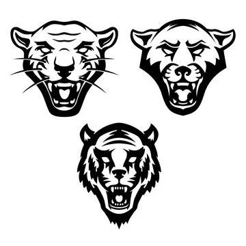 Puma head sign. Design element for sport team logo, emblem, badge, mascot. .. Stock Illustration