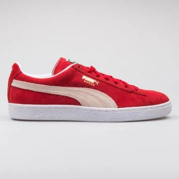 Puma Suede Classic red sneaker Stock Photos