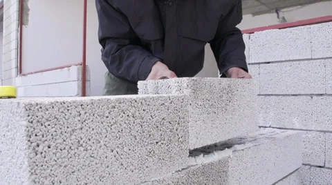 Pumice Brick Wall Stock Footage 36802618