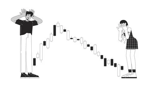 Pump and dump line illustration concept Stock Illustration