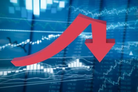 Pump and dump scheme with red arrow Stock Illustration