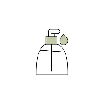 Pump Bottle with Drop Line Icon for Skincare and Cosmetics Ilustração Stock