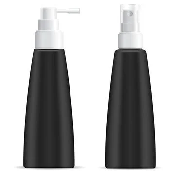 Pump bottle mockup. Black plastic dispenser mockup Stock Illustration