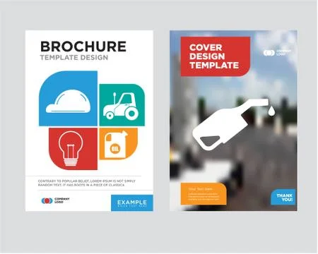 Pump brochure flyer design template Stock Illustration