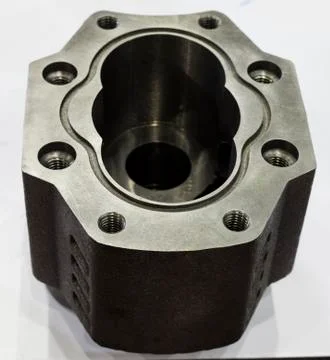 Pump casting part manufacturing by high accuracy cnc machining machine Stock Photos