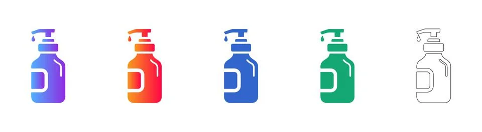 Pump Dispenser Bottle Vector Icon Set Ilustración de archivo
