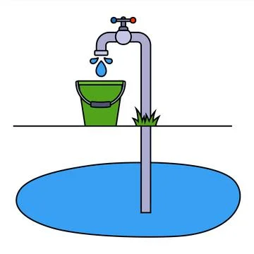 Pump drinking water from underground sources. Stock Illustration