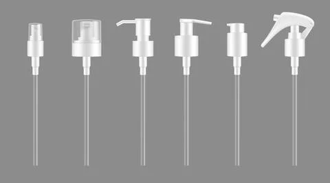 Pump droppers, isolated vector 3d bottle dispenser Stock Illustration