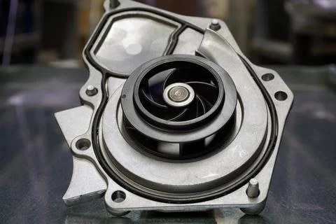 The pump of the engine cooling system of a modern car. 스톡 사진