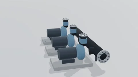 Pump group hvac plant 3d loop white background 3D animation seamless loop Vídeos de archivo 341849537