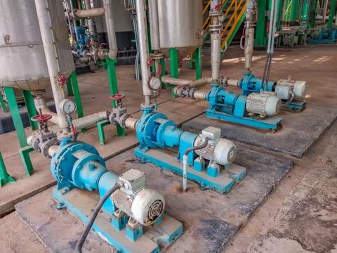 Pump installation in the factory. Stock Photos