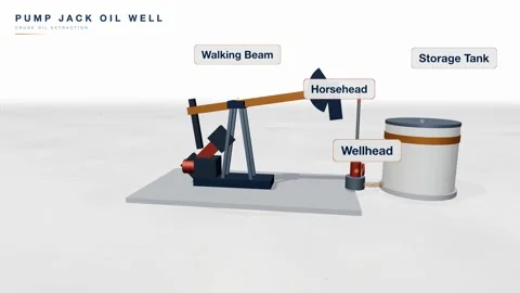 Pump jack oil well extraction animation 스톡 동영상 339337682