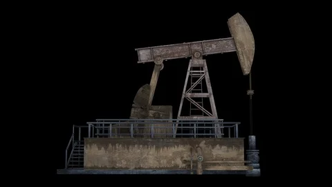 Pump jack. Oil well, Loop with alpha matte Stock Footage 129666250
