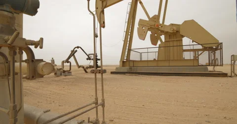 Pump Jack Pumping Crude Oil Up (4K) Stock Footage 62084487