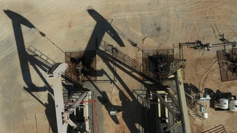 Pump Jack Twins and Shadows Stock Footage 333333395