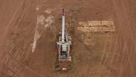 Pump jack in vast oil fields in Russia. Pipelines transporting oil from oil Video stock 168970598