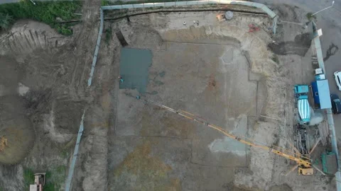A pump pouring concrete at the construction site Stock Footage 145753772