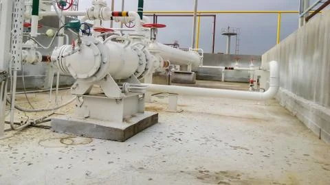 The pump for pumping hot products of oil refining Foto stock