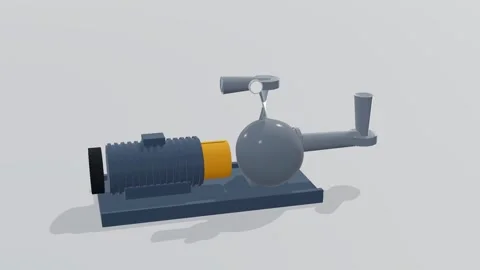Pump skid industrial 3d loop white background 3D animation seamless loop Stock Footage 341849599