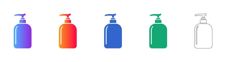 Pump Soap Dispenser Bottle Icon Set Stock Illustration