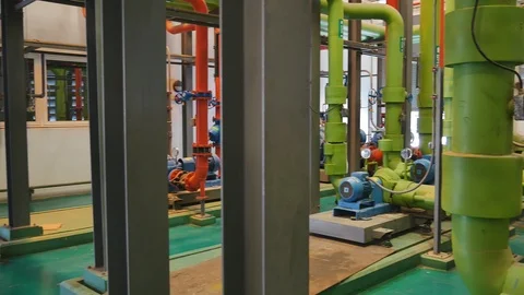 Pump station in the factory 库存影片 86718898