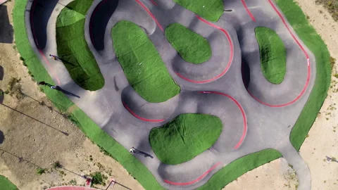 Pump track and skatepark seen from above Stock Footage 243724642